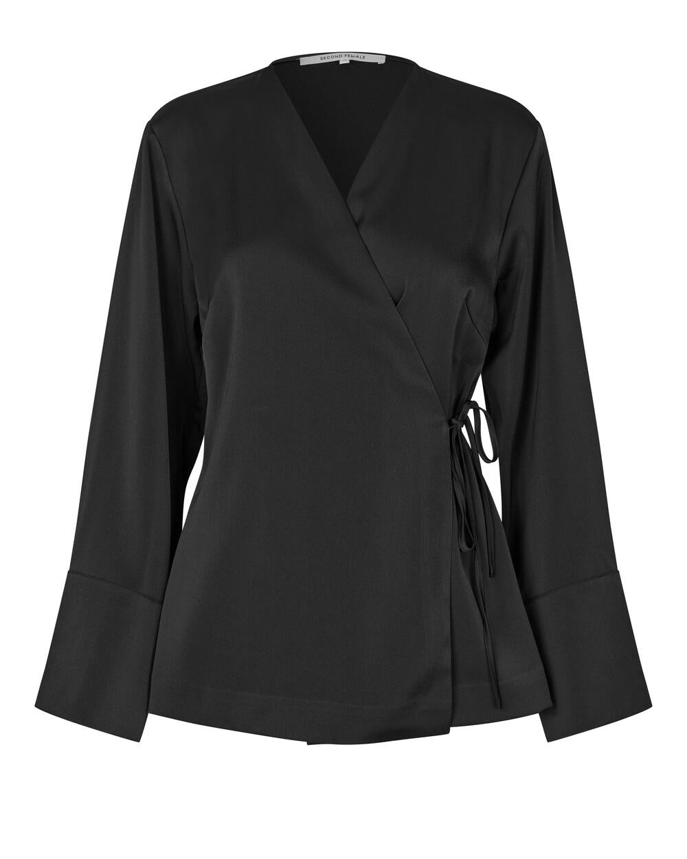 Glari Wrap bluse - Black Sand